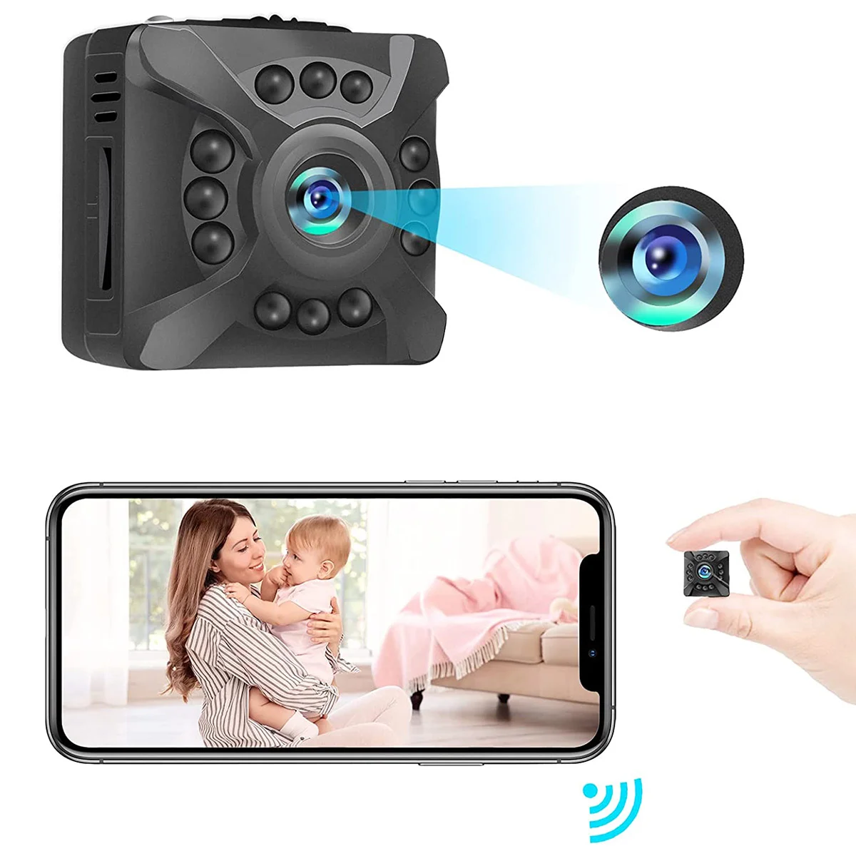 Mini Camera 1080P 200W HD Night Vision Indoor Wifi Camera Security Remote View Support TF Card Storage