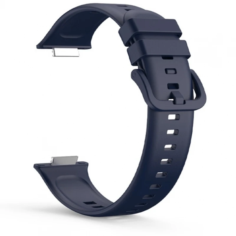 Cinturino Per Orologio Compatibile Con Huawei Watch Fit 2 Fibbia In Gomma Siliconica Blu Scuro # Huawei Watch Fit 2