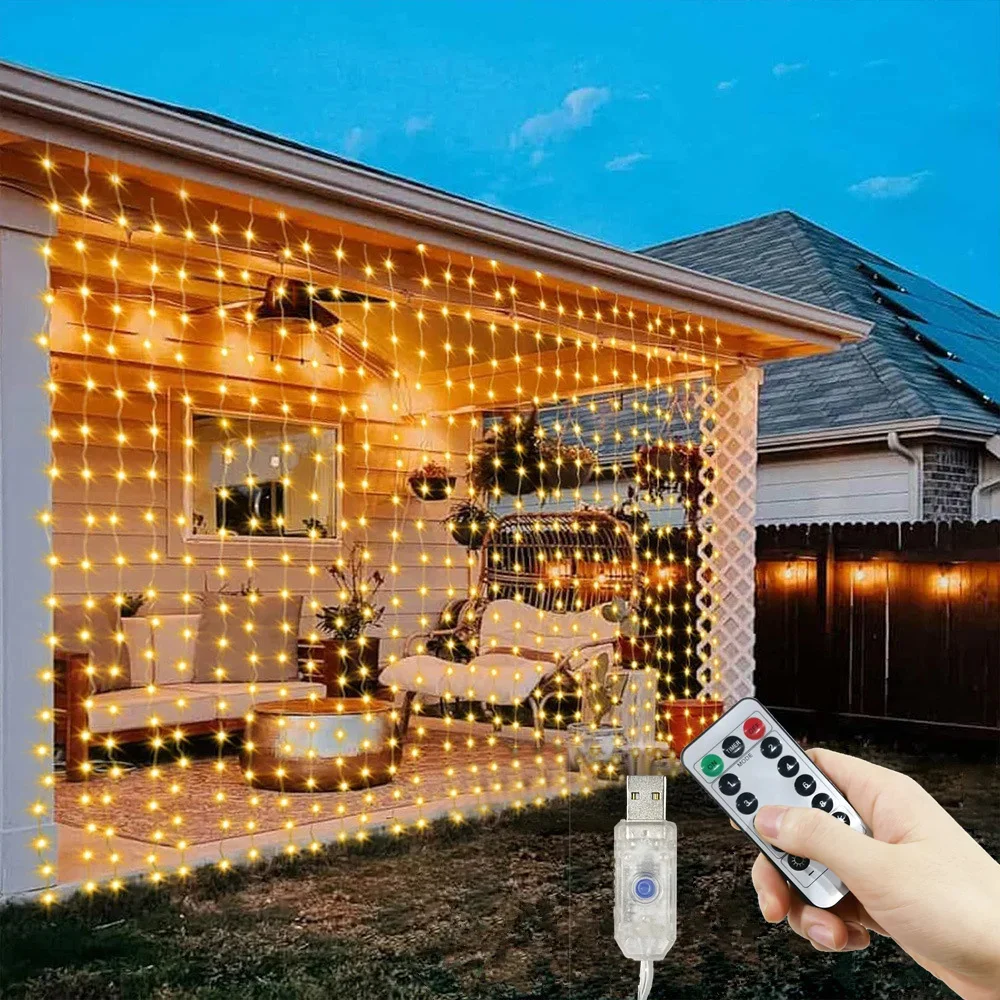 Enchanting USB LED Fairy Curtain Lights with Remote Control for Festive Decor and Celebrations