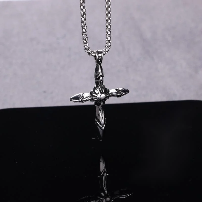 Τάση κολιέ με σταυρό, απλή προσωπικότητα χιπ χοπ, μενταγιόν για άνδρες και γυναίκες φοιτητών, αξεσουάρ αλυσίδας πουλόβερ_voghion.com