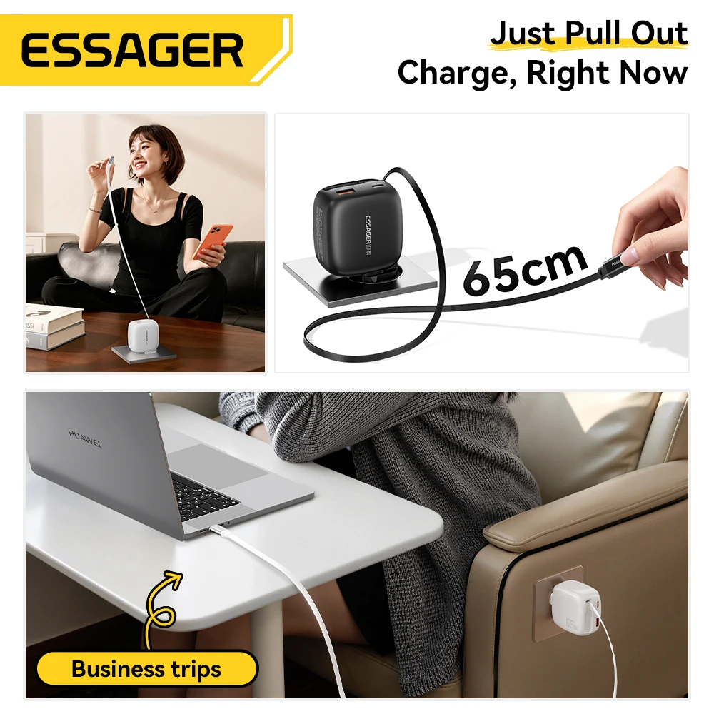 Essager Charger GaN 65W With Type C Cable