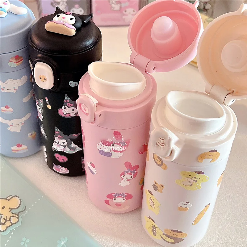 Sanrio 304 Stainless Steel Vacuum Cup Kawaii Anime Hello Kitty Thermos  Cartoon Kuromi Cinnamoroll Bomb Lid Straight Drink Cup