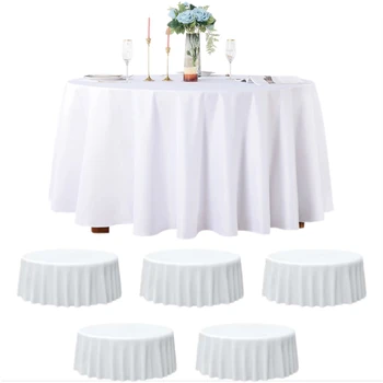 Nappes Rondes Blanches en Tissu Lisse, Couverture de Superposition, Grille de Table, Décoration d'Hôtel, de ixde Mariage, Plusieurs Tailles en Option, 145-335cm 1