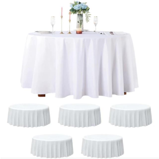 Nappes Rondes Blanches en Tissu Lisse, Couverture de Superposition, Grille de Table, Décoration d'Hôtel, de ixde Mariage, Plusieurs Tailles en Option, 145-335cm 1