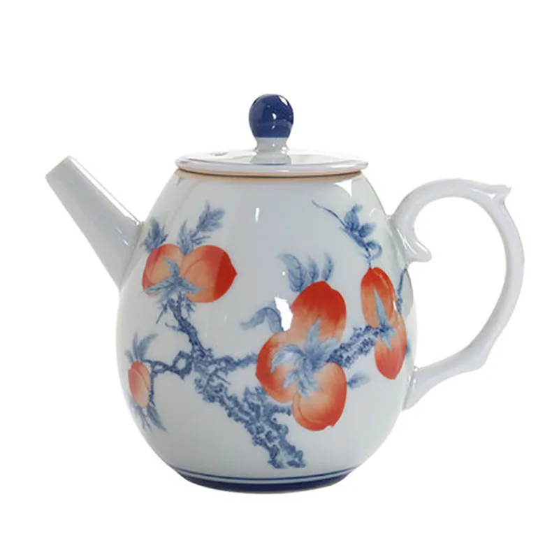 Vintage Retro Ceramic Teapot, Hand Painted Flower, China Porcelain Tea Pot, Infuser Container, Tea Ceremony, Teaware Gifts