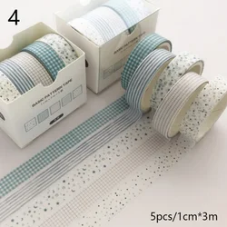 Set of 5 Cute Grid Solid Color Washi Tapes (4)