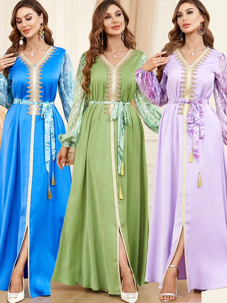 

Eid Party Dress Muslim Abayas Women Arab Morocco Ramadan Abaya Dubai Turkey Islam Kaftan Robe Longue Musulmane Vestidos Largos