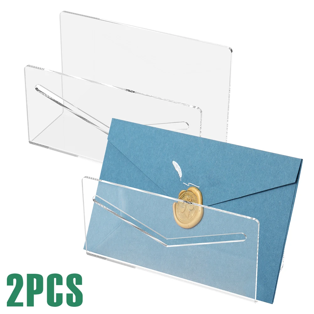 2Pcs Acrylic Mail Organizer Transparent Letter Holder Countertop Envelope Organizer Vertical Bill Sorter for File Letter Invoice