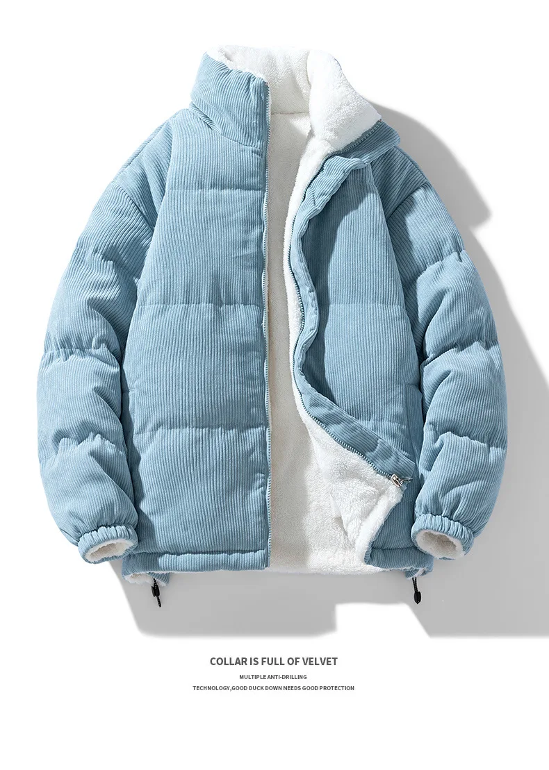 Men Jackets and Coat for Winter Fleece-Lined Thick Warm Corduroy Solid Color Reversible Both Side Can Wear Stylish Outwear 6