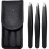 Tweezers Set 3pcs Premium Stainless Steel Eyebrow Precision Sharp Tip Tweezers for Body Ingrown and Facial Hair Removal 2