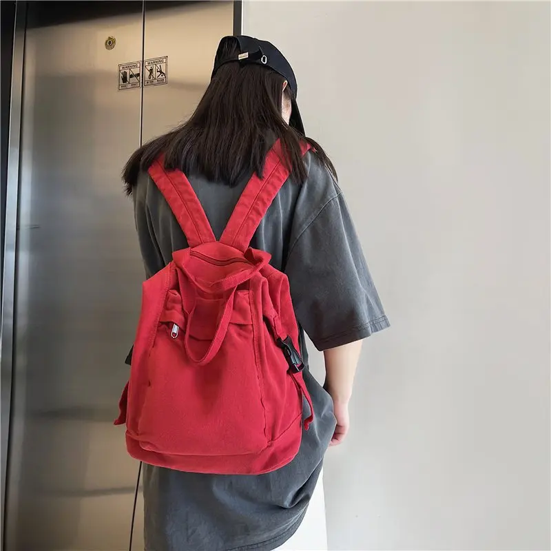 New Arrivals Solid Nylon Simple High Capacity Backpack for Students