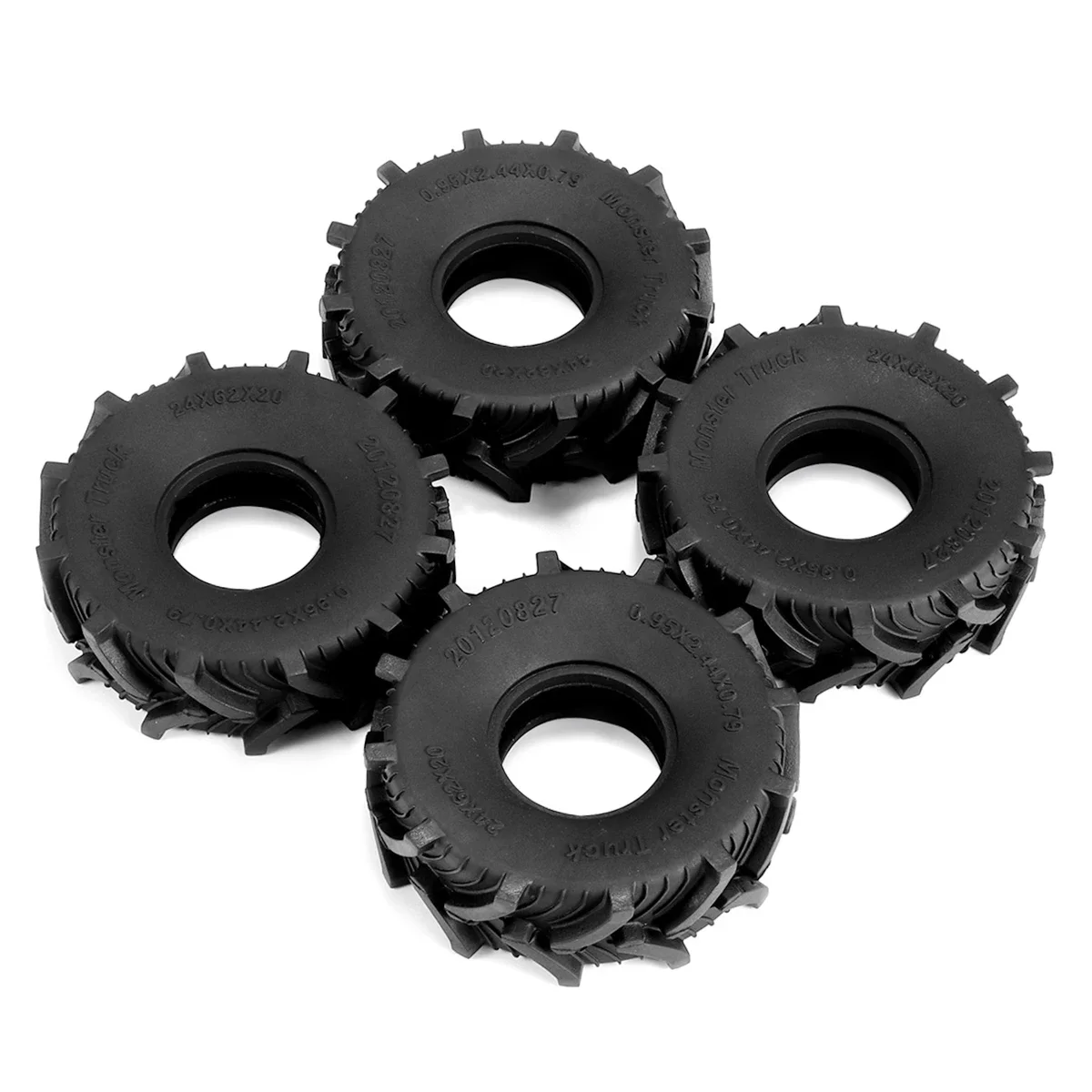 4Pcs 1.0 Pneumatici In Gomma Cerchioni Pneumatici Per Terreni Fangosi 62*20Mm Per Aggiornamento 1/18 Rc Car Crawler Trx4M Defender Bronco Fcx24 Scx24