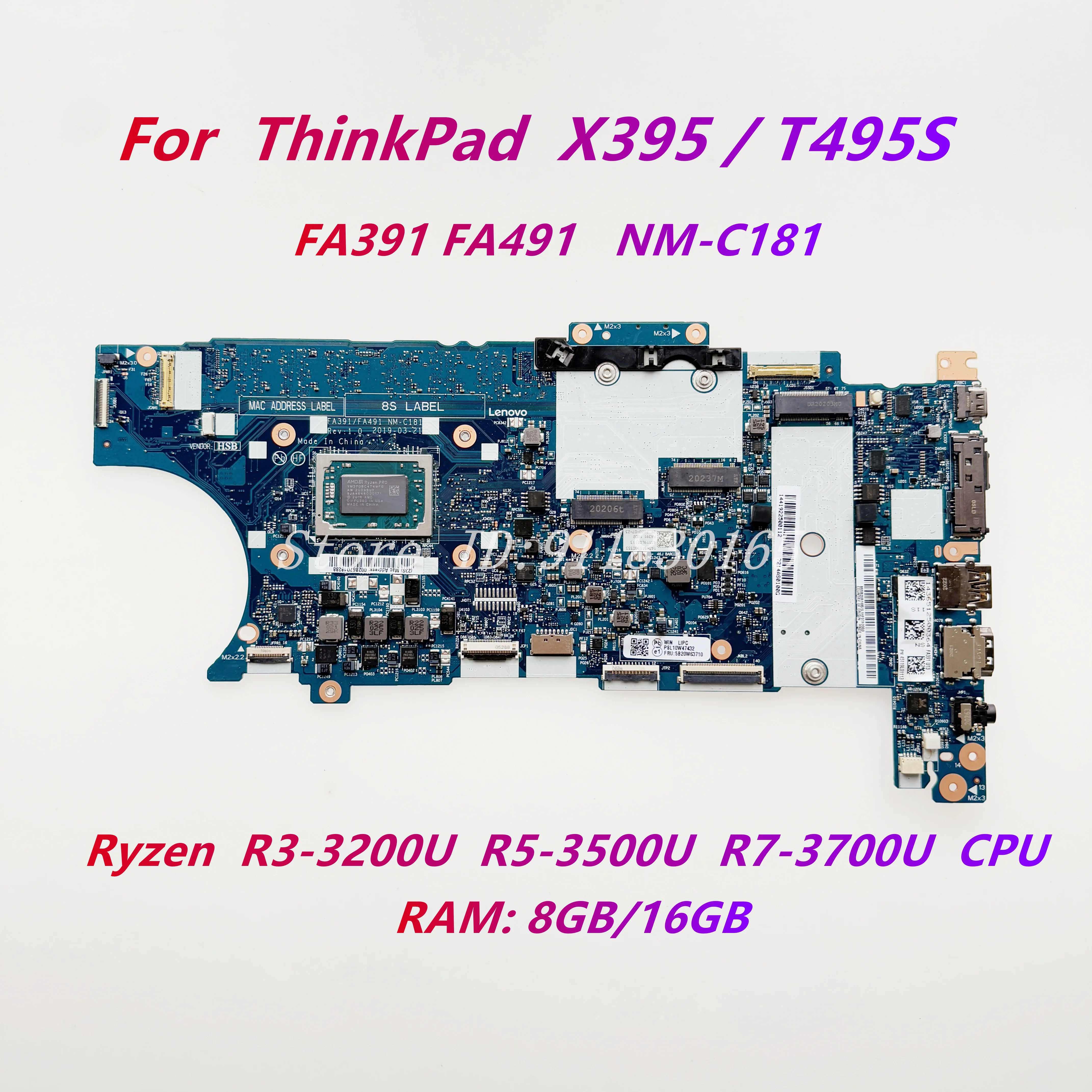 Motherboard Thinkpad X395 Ram Upgrade FA391 FA491 NM-C181 For