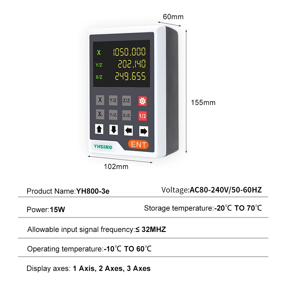 선반 밀링 CNC 보링 기계용 미니 디지털 판독 Dro 디스플레이 YH800-2E YH800-3E TTL DB9 2 축 3 축