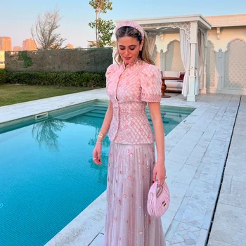 Sharon Said Luxury Pink Crystal Dubai Two Pieces Evening Dress 2026 for Women Long Wedding Prom Party Gowns SS546 Customized 1
