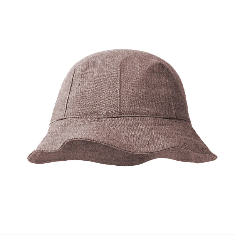 

Bucket Hat Women Spring Summer Beach Accessory Solid Color Sun Protection Linen Brim Cap For Holiday