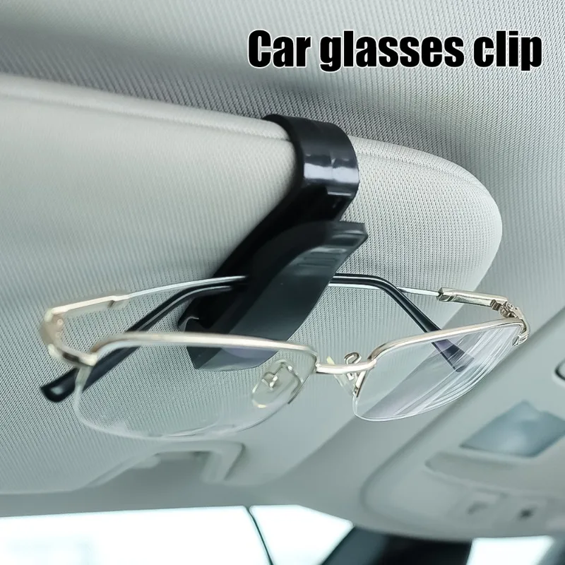 Sunglasses Case 2/1pcs Auto Sun Visor Glasses Clip Card Ticket Holder Stand Universal Fastener