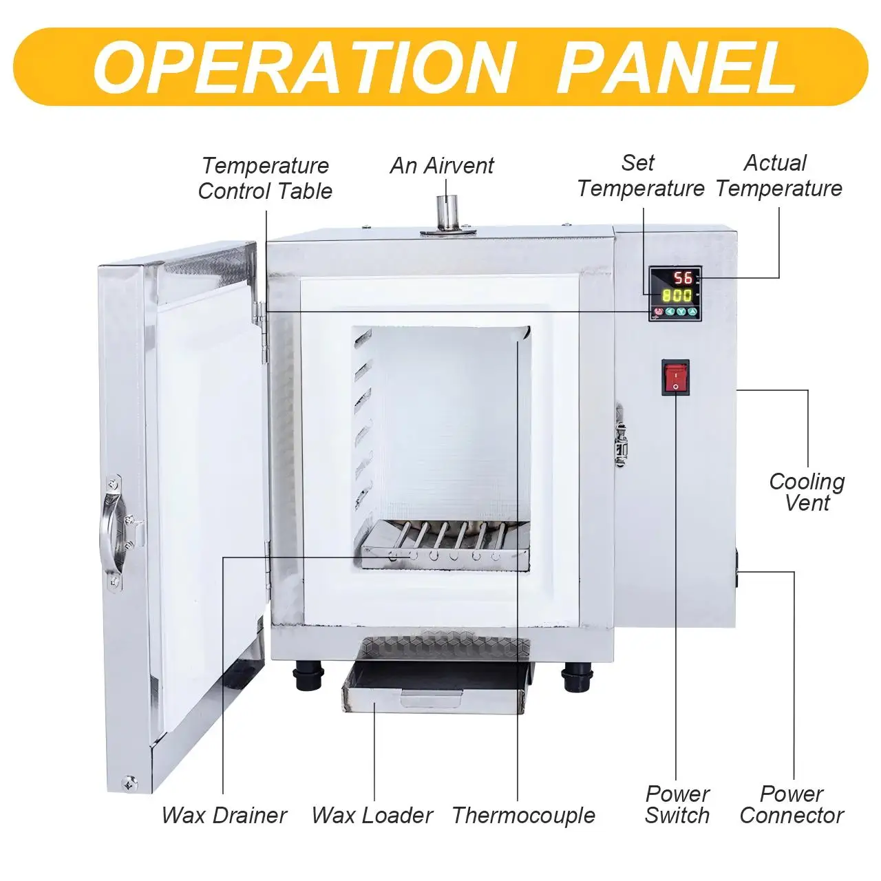 Segmented Temperature Controlled Jewelry Casting Furnace 900℃ Max for Metal Melting Wax Burnouts Mold Baking Jewelry Tools