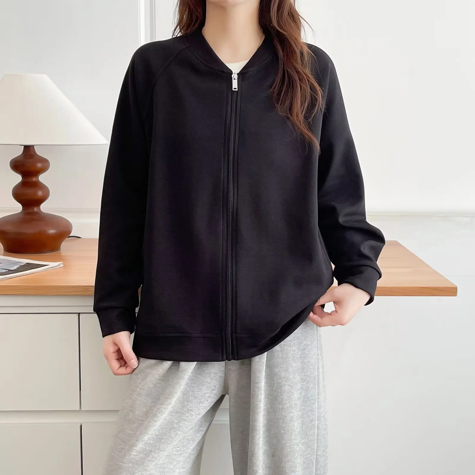 XXXXXL Fashion Plus Size Women's Coat Autumn New Simple Baseball Jacket Casual And Versatile Zipper Cardigan 5552