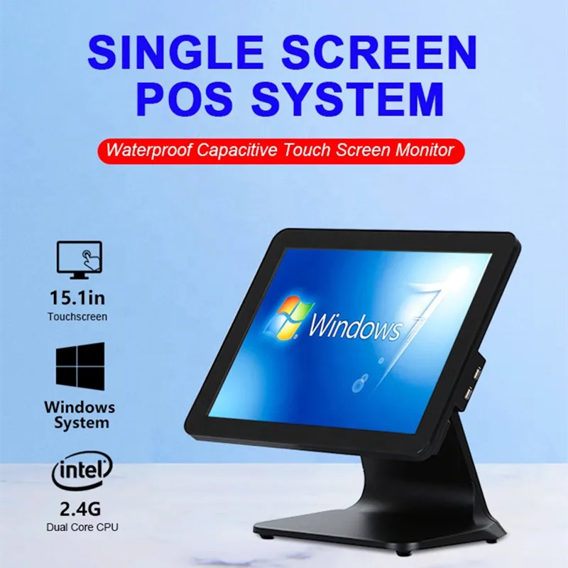 15" Dual LCD Screen One touch Panel POS Machine Cash Register for Restaurants and Supermarkets All In One POS System Terminal