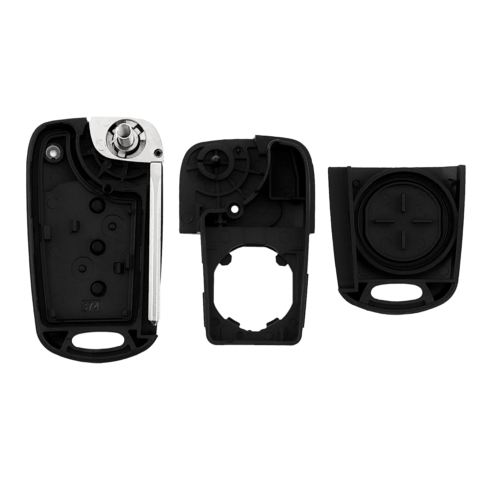 3-Button Flip Folding Car Key Fob Case with Uncut Blade