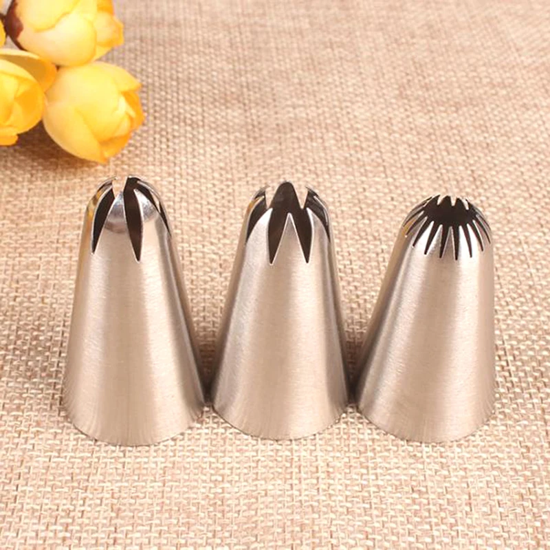 3PCs Cream Cake Icing Piping Cupcake Nozzles Pastry Tips Fondant Cake Decor