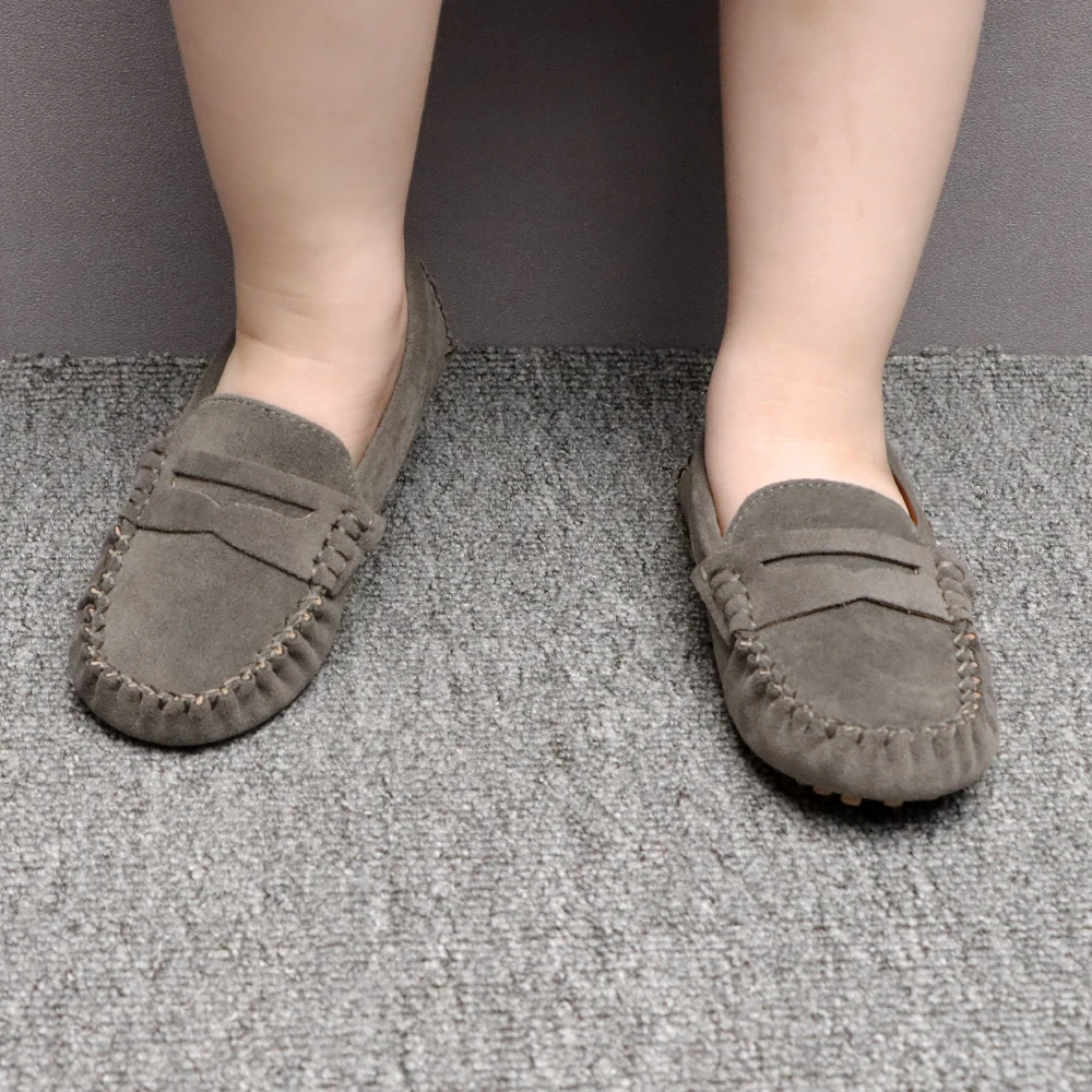 Children's Flats Suede Leather Fashion Casual Shoes Autumn New Solid Slip on Boys Shoes Kids Loafers Girls Dress Party Shoes 5