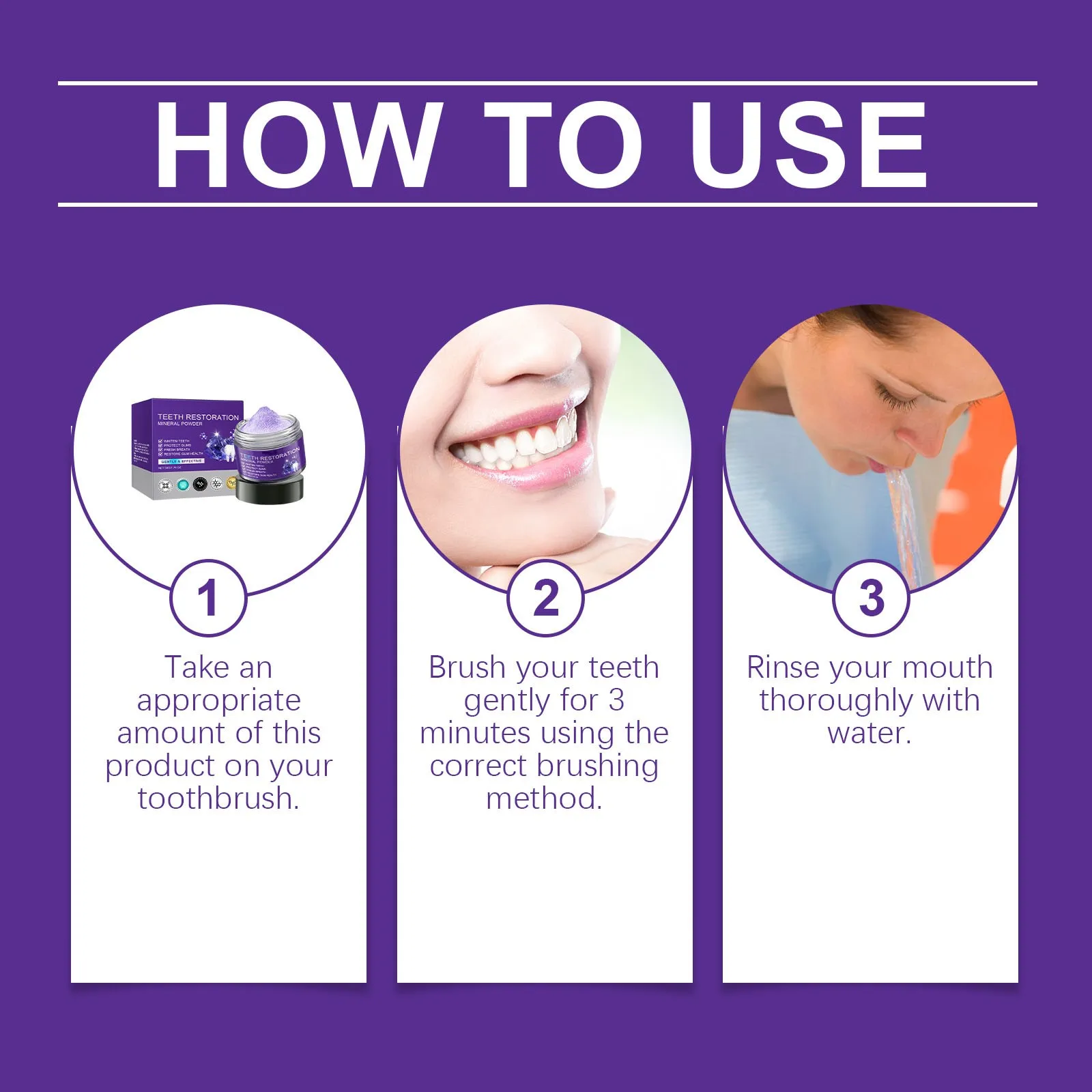 Purple Brightening Powder Conceals Stains No Sensitivity Toothpaste Whitening Powder For Coffee, Tea, Wine, And Tobacco Stains 4