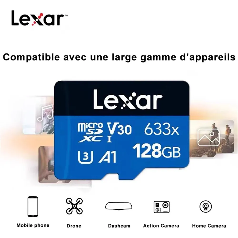 LEXAR Carte Micro-SDHC 32 Go 633x avec adaptateur / lecteur de