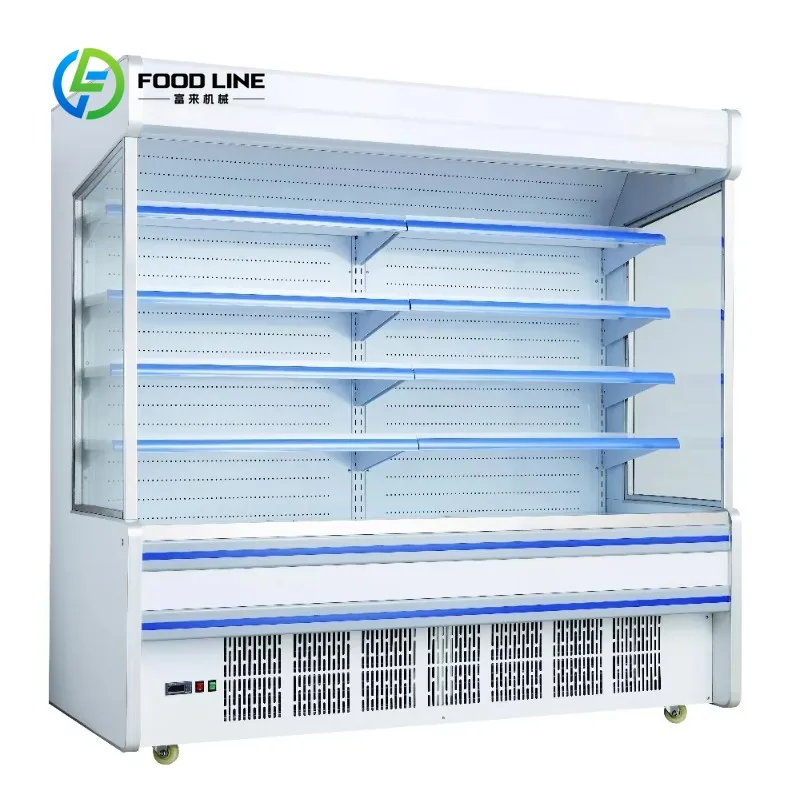 Customized Supermarket Multideck Open Merchandisers Chiller with Air Curtain Ideal for Fresh Produce and Drinks Stores 1