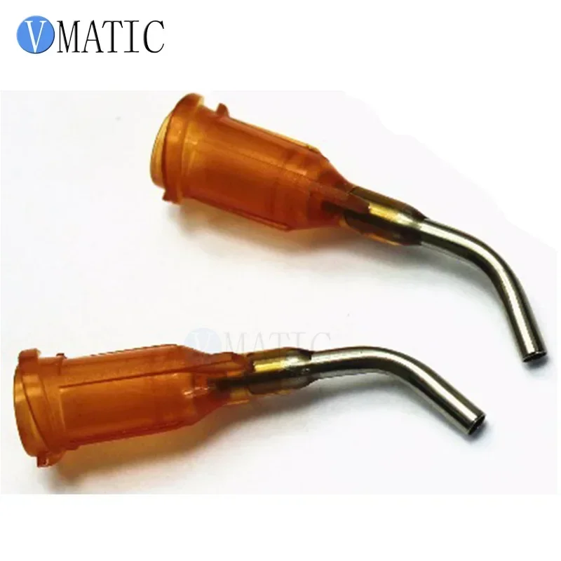 100Pcs 15G Amber 0.5''Tubing 45 Degree Bend Bent Dispensing Needle Tips Blunt End Stainless Steel Needles 1/2 Inch