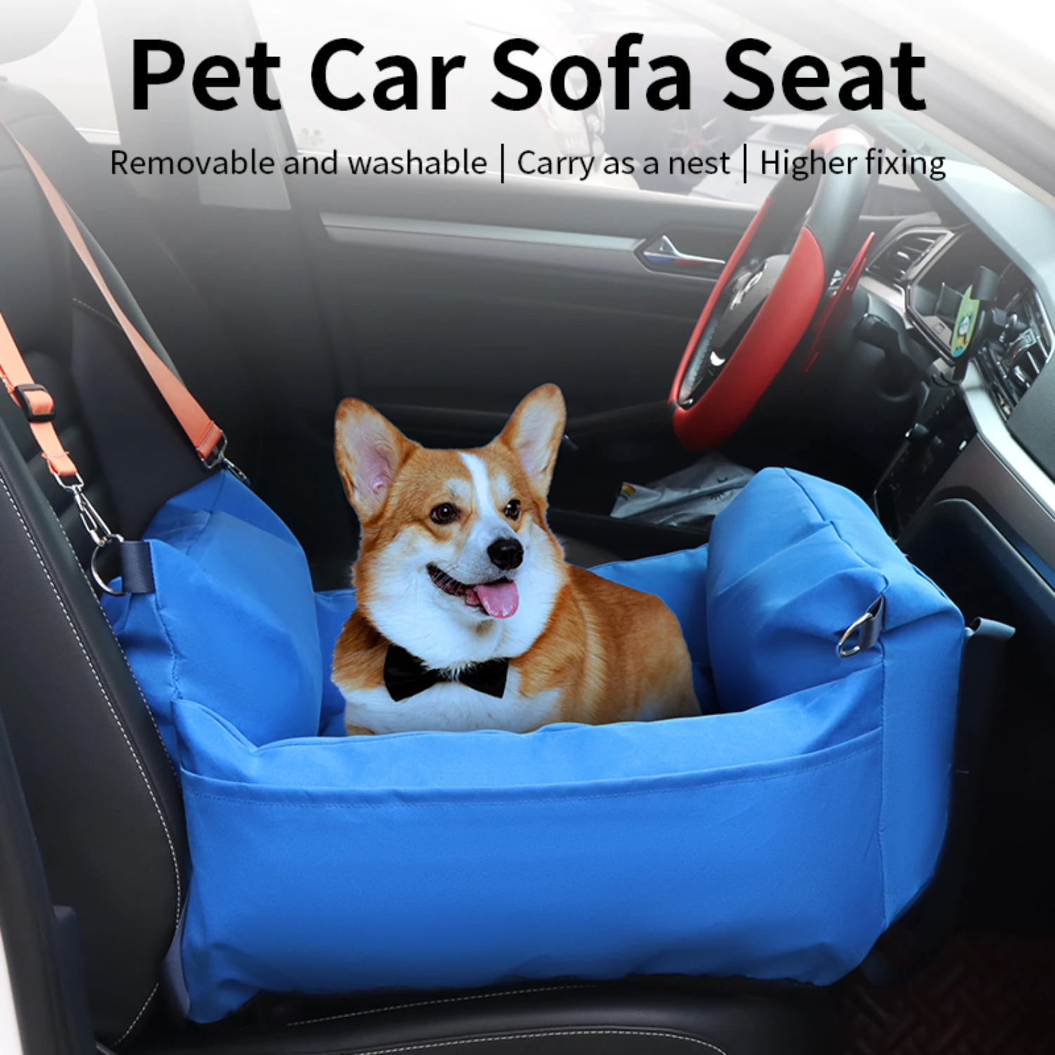 Classical Pet Dog Car Seat Bed Carrier-Stylish, Lightweight, Durable, and Comfortable-Safe and Convenient Travel Bed for Sma