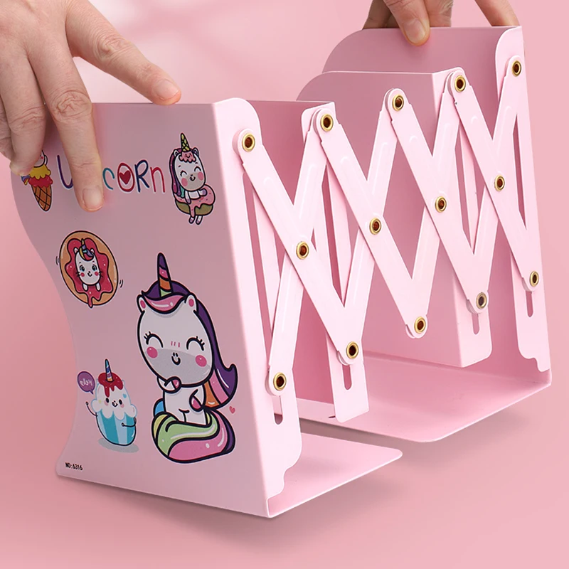 Retractable Book Stand Large size Bookshelfs for Students Books Clip Stretch Table Shelf Desk Office Storage Box Cartoon