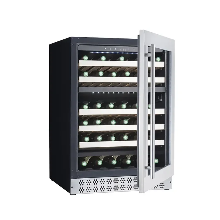 12 Inch Wine Cooler Mini Fridge Door Frame Black Case 18 Bottle Built In Or Freestanding With Stainless Steel Mirror Glass 50