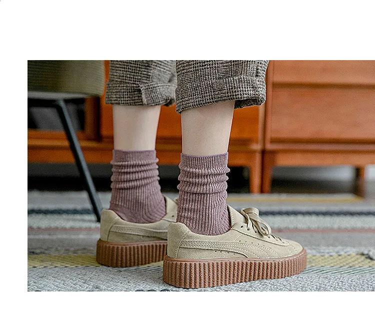 gucci socks women Solid Color Women Sock Autumn Winter New Middle Tube Vertical Stripes Cotton Socks Girl Fshion Simple Socks women's socks