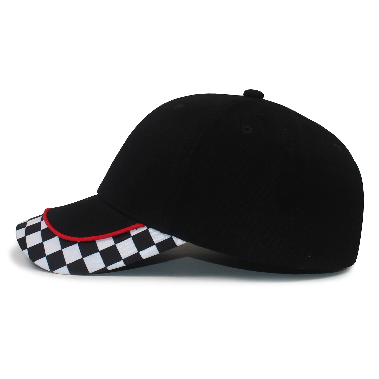 Unisex Fashion Hat Piping Sports Cap Plaid Print Snapback Hat Checked Racing Outdoor Baseball Cap