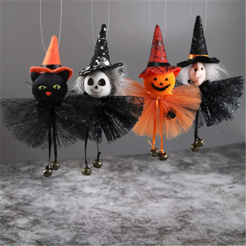 

1pc Halloween Doll Bar Decor Pumpkin Ghost Witch Black Cat Pendant Scary Halloween Kids Gift Halloween Party Decoration for Home