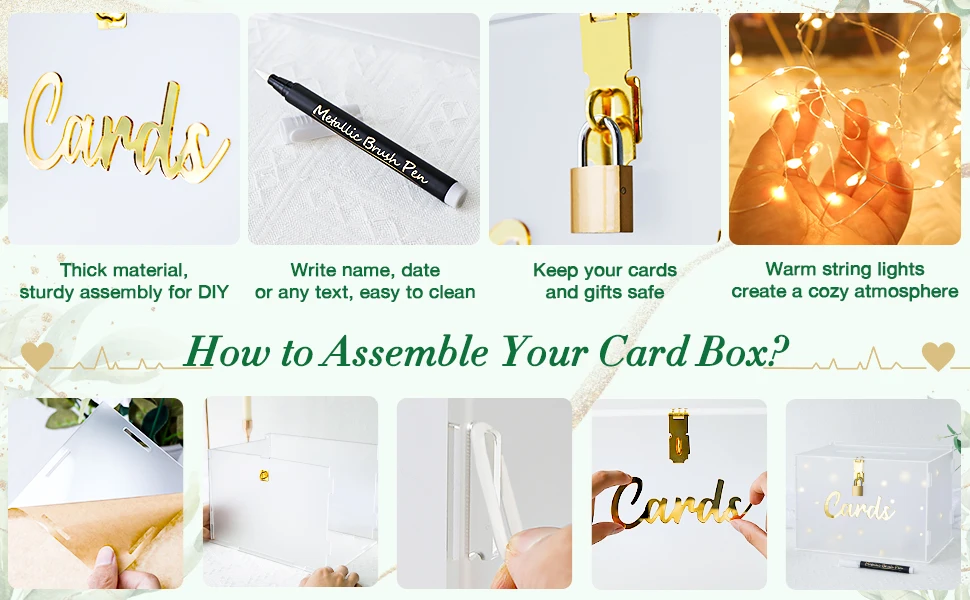 Description Picture 4 of itemFrosted Acrylic Wedding Card Box Gift Card Box for Wedding Reception, Honeymoon Fund Envelope Money Box for Party Decorations