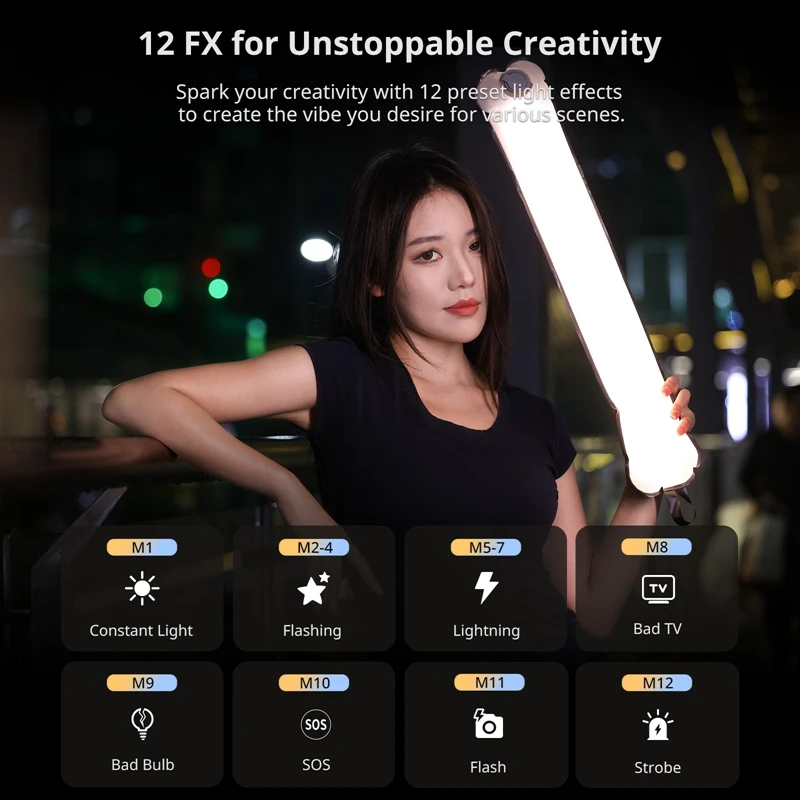 Ulanzi UA12 12W Portable Air Tube Light Bi-Color for Portrait Photograph Livestreaming 2700K-6500K CCT TPU Tube Light Stick