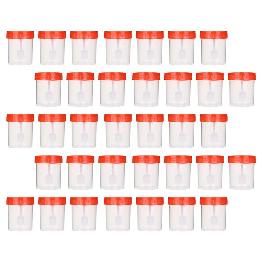 

100 Pcs Sample Cup Plastic Urine Cups 40ML Specimen Container with Scale Measuring Bottle for Hospital Test