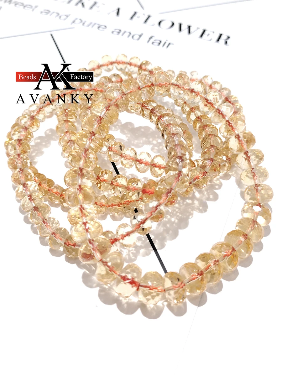 4A Natural Citrine Crystal Single Lap Necklace For Women Girl Birthday Gift Fresh Bracelets Fashion Jewelry 5x8mm 6x9mm 7x10mm