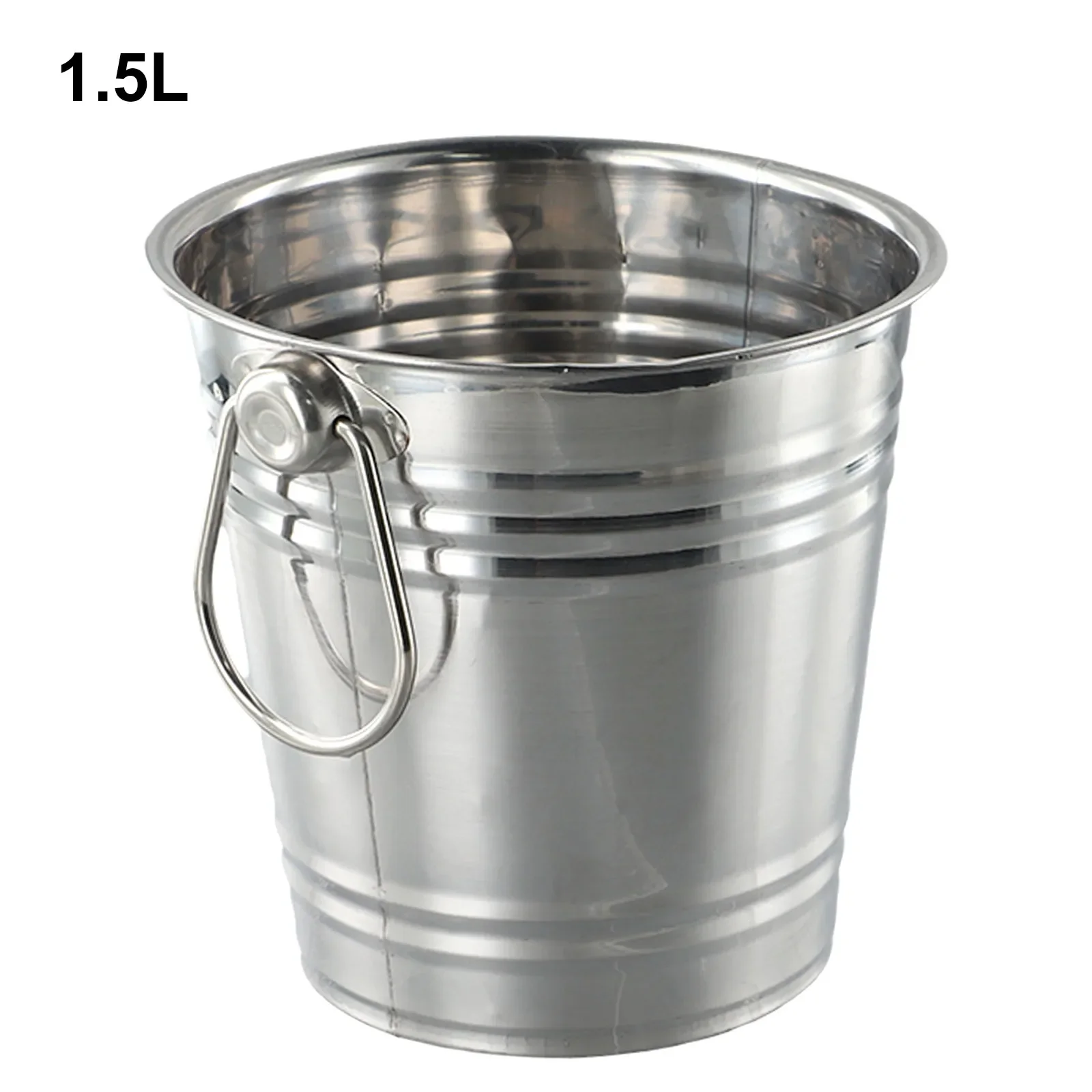 Portable 1.5L Ice Bucket Stainless Steel Outdoor Ice Container Wine Drinking Beer Cooler Tong for Party Cube Holder