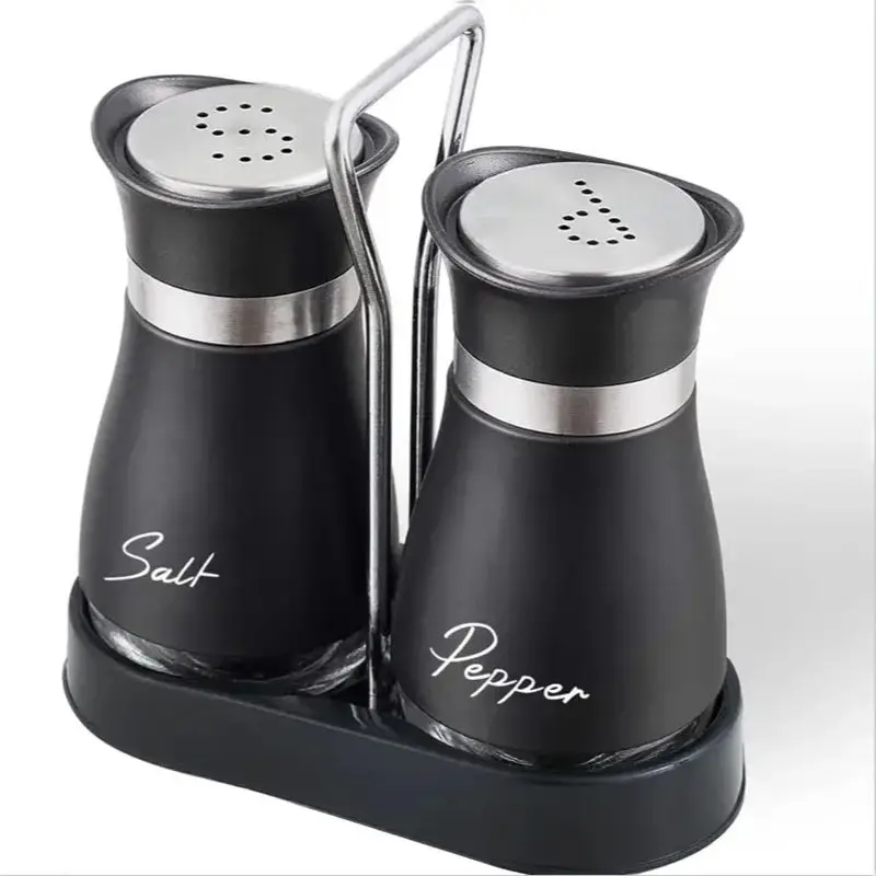 Adjustable Refillable Glass Spice Bottle Set with Shelf and Pour-Through Design