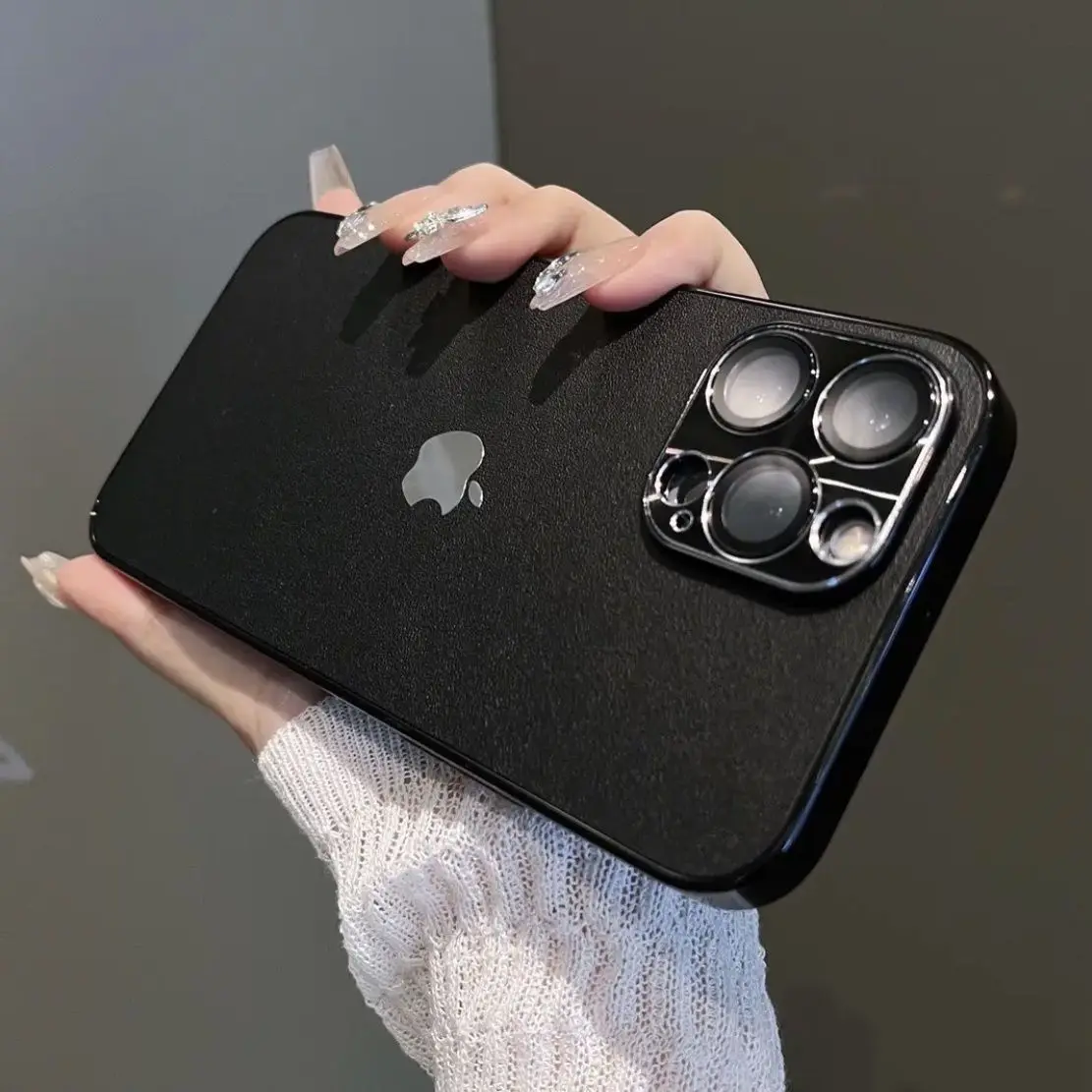 15promax phone case iphone14/13pro full cover drop protection case leather pattern with lens film 15proamx 14promax 13promax 12p