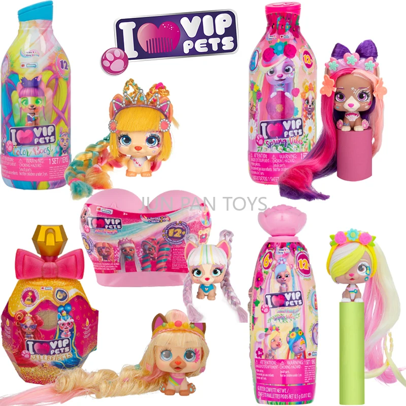 IMC I LOVE VIP PETS Surprise Puppy Toys, Color Boost perfumado Hair Vibes Spring Mini Fans Spring Vibes celebrits Salon Playset
