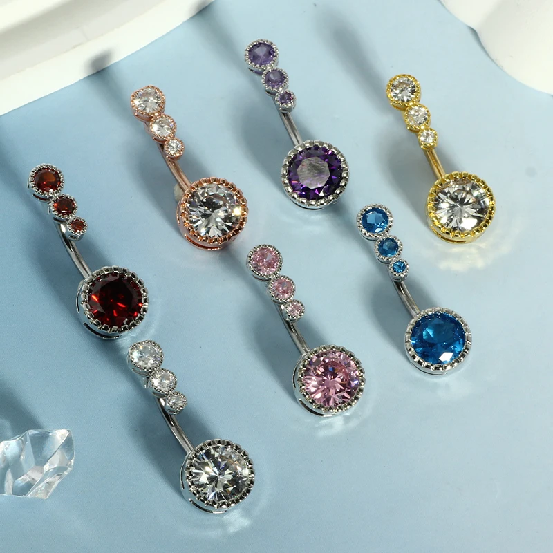 7 color choose stainless steel belly button rings crystal navel jewelry for women 14 gaugess belly button piercings wholesales