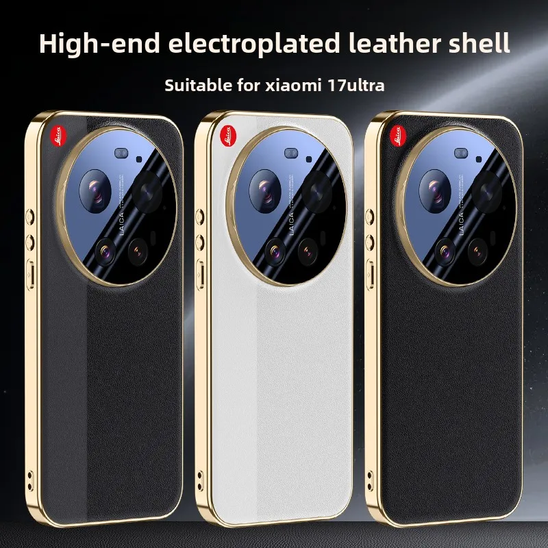 Premium Electroplated Leather Shockproof Case - Full Cover with Lens Protection