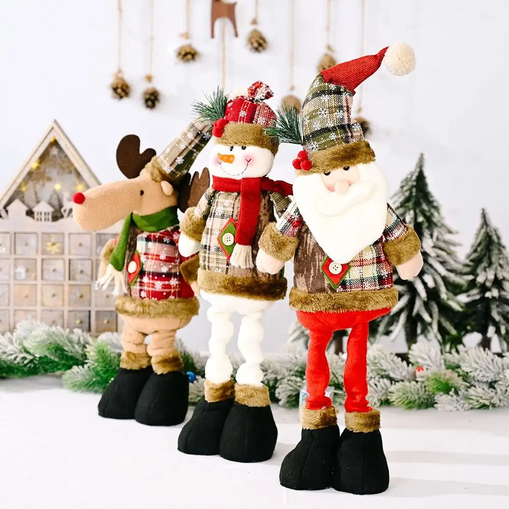 

Cartoon Santa Snowman Merry Christmas Retro Male Christmas Retractable Doll Christmas Ornament Desktop Ornament