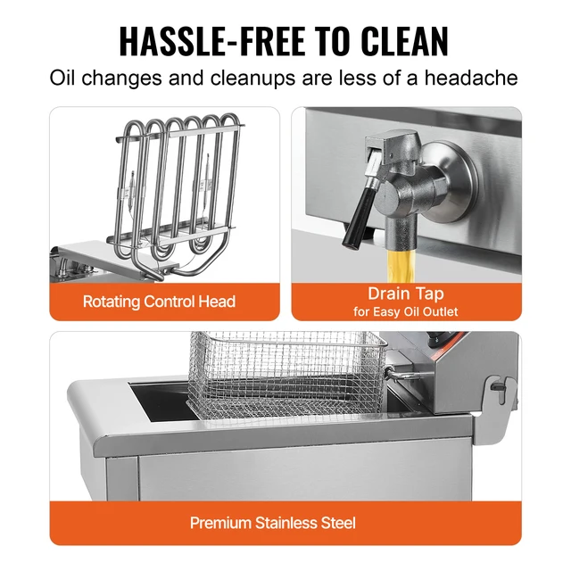 SucceBuy 12L Electric Deep Fryer w/Dual Removable Tanks Commercial Countertop Fryer for Chicken French Fries Frying Chips 3