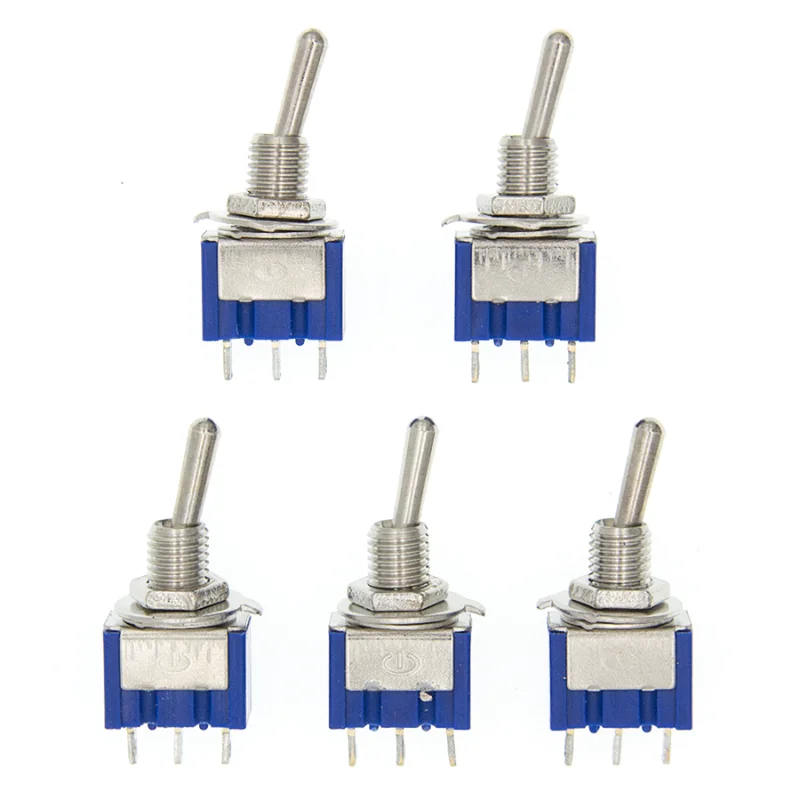 

10pc Blue Mini MTS-102 3-Pin SPDT ON-ON 6A 125VAC Miniature Toggle Switches